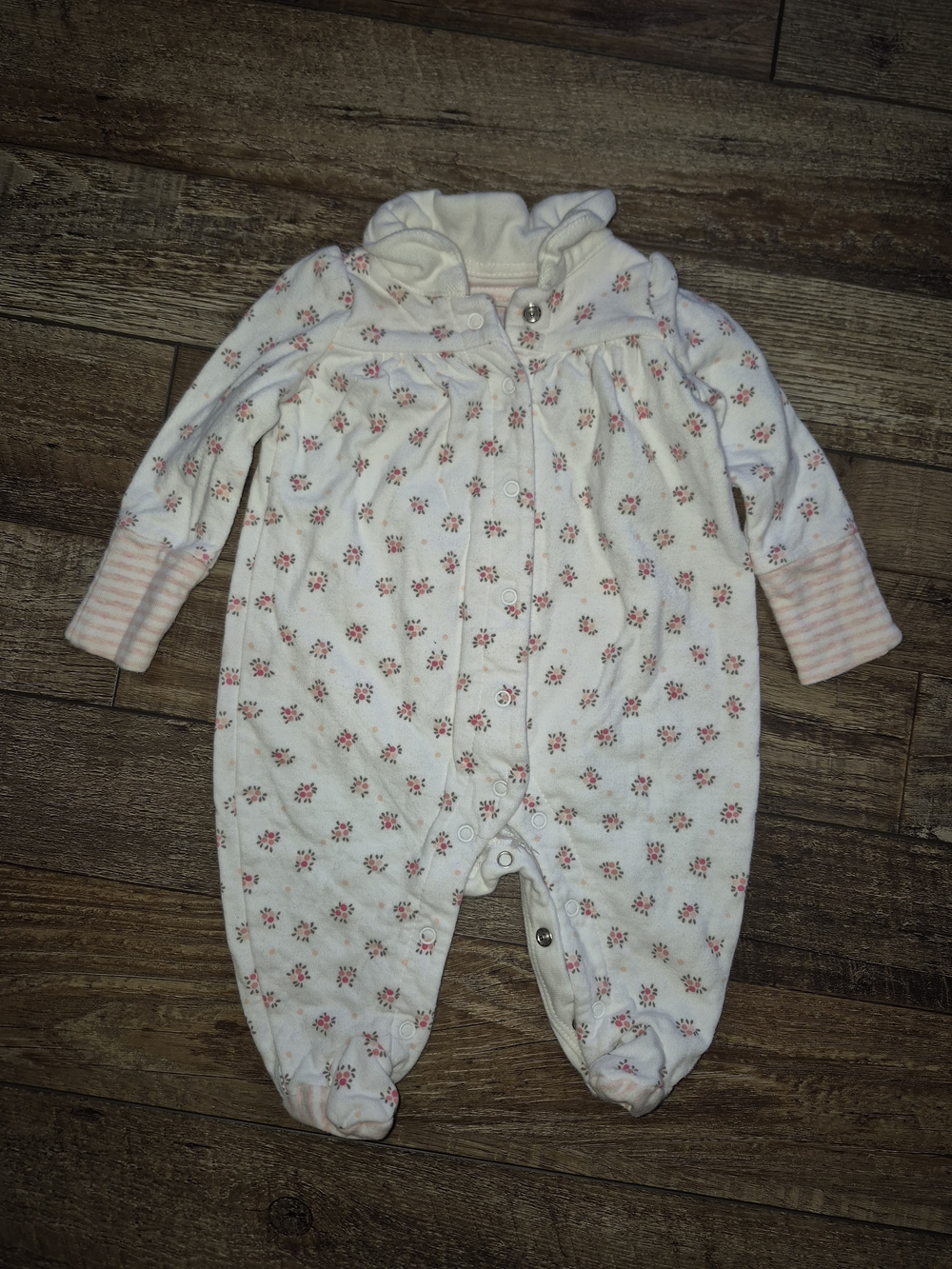 GAP Pink and White Floral Footed One-Pieces - Picture 3 of 5